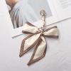 Silk Scarf Keychain with Horseshoe Buckle and Ribbon Bow for Bags and Cars