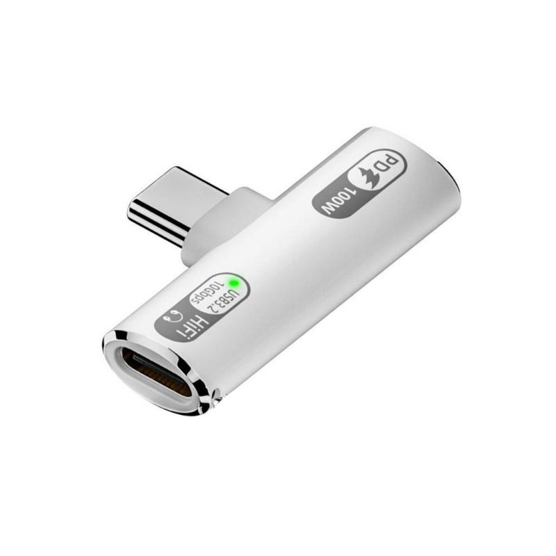 

Double Type C Auditory And Charging Adapter 10Gbps Double Type C Port Compatibles Phone 15 And More Devices белый