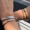 Wasserdichtes Edelstahl Einfaches Stapelbares Armreif Armband 18K Vergoldet Trend Mode Unisex Schmuck Männer Frauen