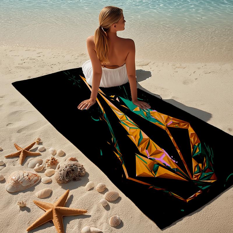 proof beach towel with a V-VOLCOM LOGO1 pattern - soft,absorbent,quick-drying,machine washable - perfect for swimming,camping,bathing