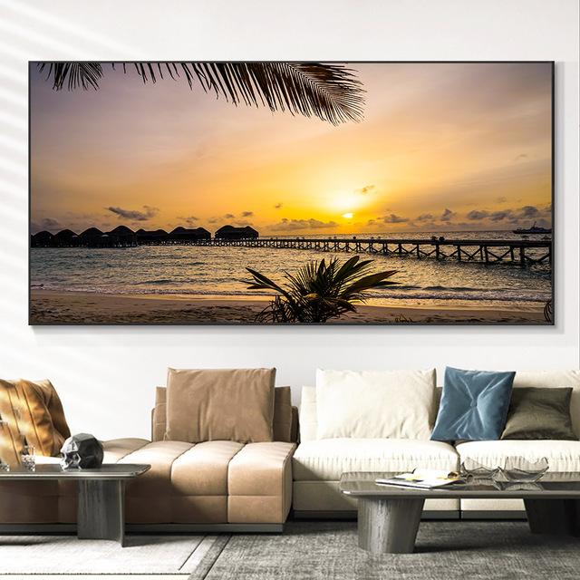 Pictură abstractă pe pânză peisaj, podul apus de soare, afișe și imprimeuri, artă de perete, tablouri pentru sufragerie, decor acasă, fără cadru