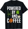 Powered By AI and Coffee Funny Geek AI T-Shirt Couple Y2k Harajuku Cotton Vintage T Shirt Print On Demand T Shirt for Man