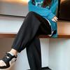Women's Mid Rise Joggers Loose Fit Waffle Knit Casual Pants Harem Sweatpants Solid Color Trousers For Spring Daily Wear