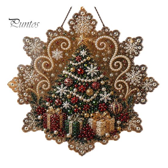 Festive Home Decor Accents Christmas Faux Pearl Art Hanging Ornament Kit, DIY Beads Painting Craft Kits for Adults Suncatcher, Snowflake Shape Acrylic
