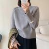 Autumn and winter round neck long-sleeved sweater women's short solid color knitted sweater simple high waist legs long knitted bottoming shirt