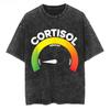 Low Cortisol Levels V Meme Oversized T Shirt 100% Cotton Vintage Washed T-shirt for Men Women Hip Hop
