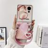 Retro Color Collision Phone Case For Honor Magic V Flip Hand Strap Protective PC Hard Shell Magic V Flip Back Cover