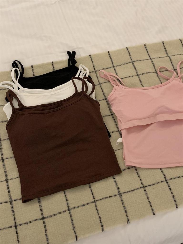 2024 Camisolă Slim Fit în Două Piese: Fără spate, cu cupe și scurt pentru femei