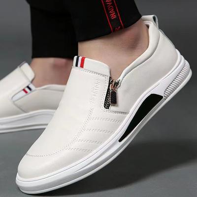 Nieuwe platte herenschoenen plus maat comfort lage hakken mode rits instapper herenschoenen trendy zakelijke lederen herenschoenen
