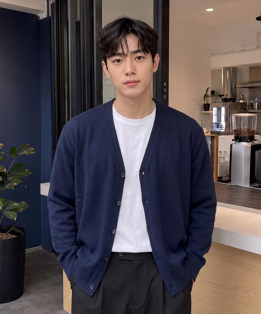 Hervino Daily Essential Comfort Knit Cardigan [Navy]