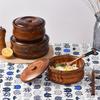 Tibetan Solid Wood Covered Bowl for Tsampa Sugar Butter Storage Home Use