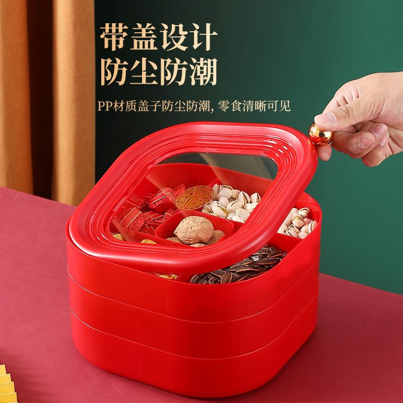 Fruit Plate Household Living Room Coffee Table Fruit Plate Candy Box Dried Fruit Box Chinese New Year Snack Plate Storage Box Festive Fruit Plate