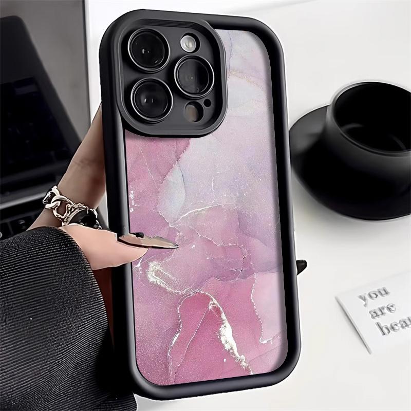 Soft Silicone Brown Marble Case, Suitable for iPhone17 16 15 14 13Pro Max 12 11, Luxury Gold Foil Shockproof Protective Cover