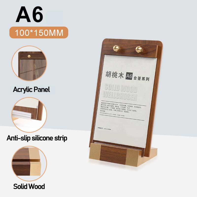 

Планшет для меню из цельного орехового дерева A4/A5, рекламная доска из цельного дерева, высококачественный прейскурант цен на кофе, дизайн рекламной доски для меню, печать