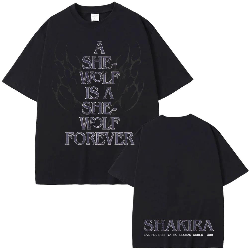 LMYNL World Tour She Wolf Tee 2026 Summer Shakira 's Same Style Tee-shirt Round Neck 100% Cotton Tops