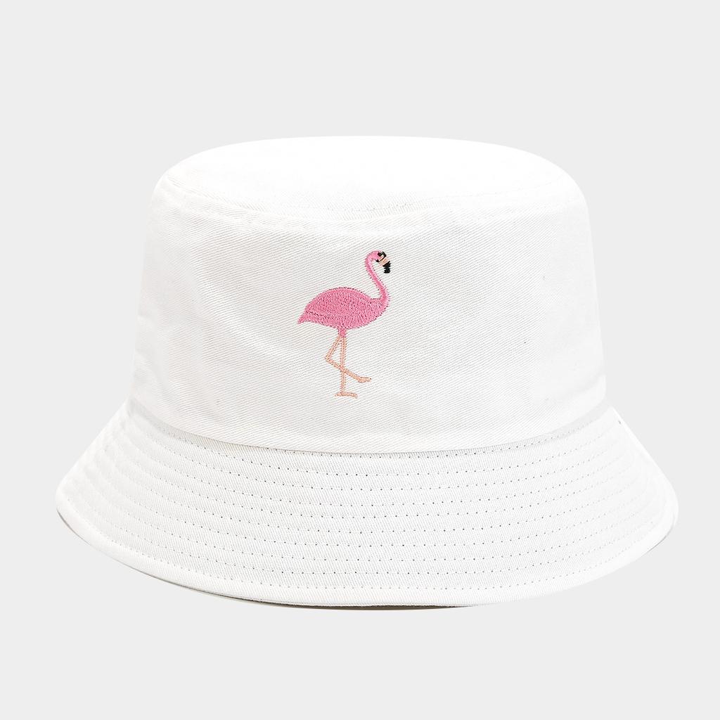 Korean version of the new flamingo embroidered bucket hat female students outdoor shopping macaron basin hat couple hat