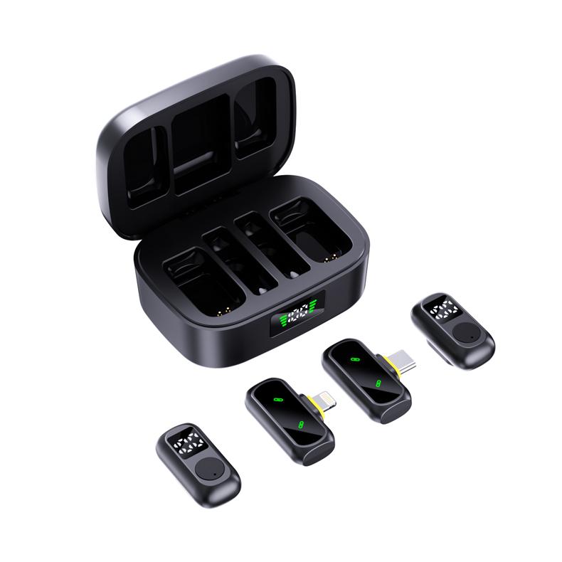 Magnetic Button Wireless Lavalier Microphone, Portable Noise Reduction Mic for Phone Live Vlog Interview Outdoor Recording