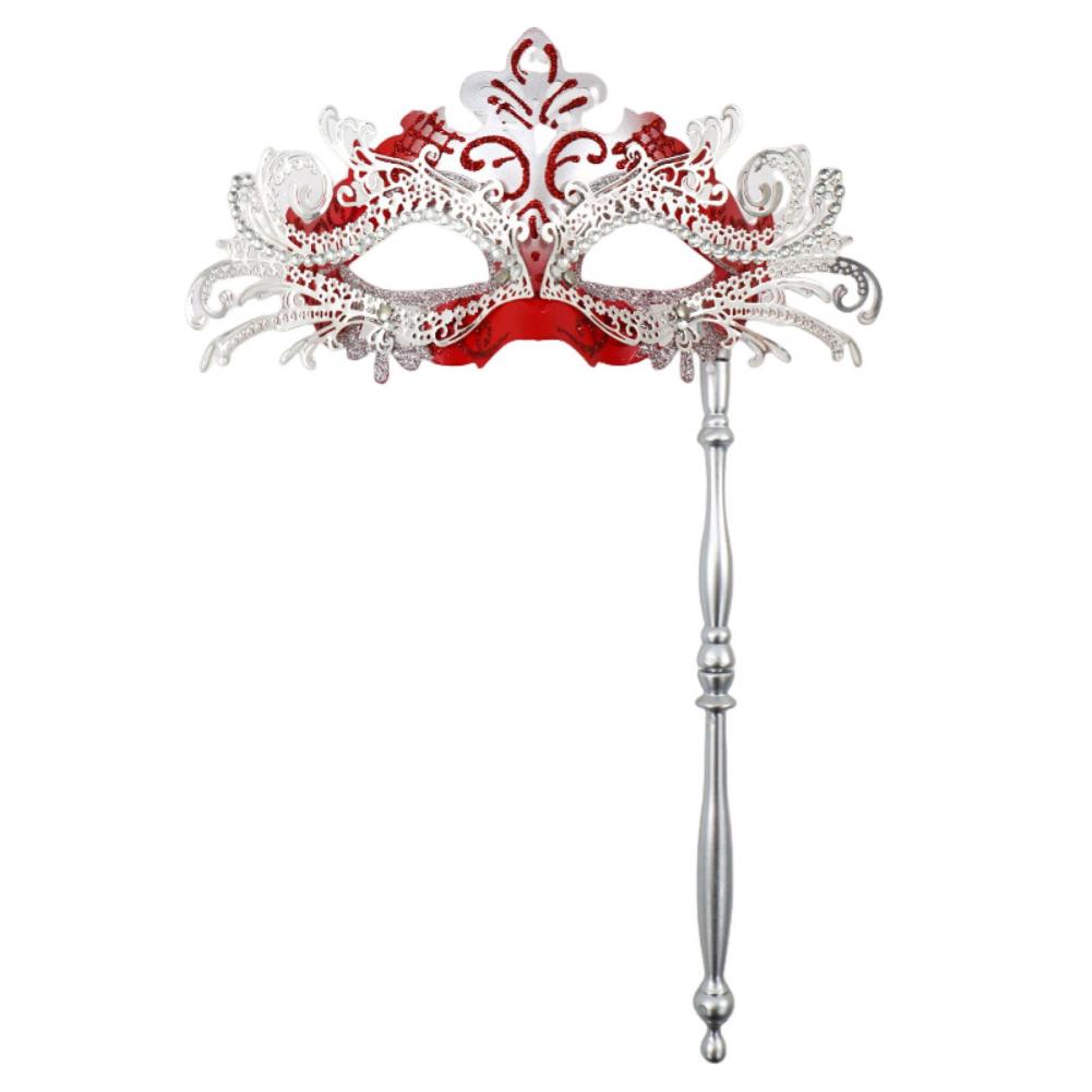 Fancy Dress Party Eyewear Mask Metal Handheld Stick Half Face Venetian Masque Rhinestones Women Mask Prom Ball Masquerade