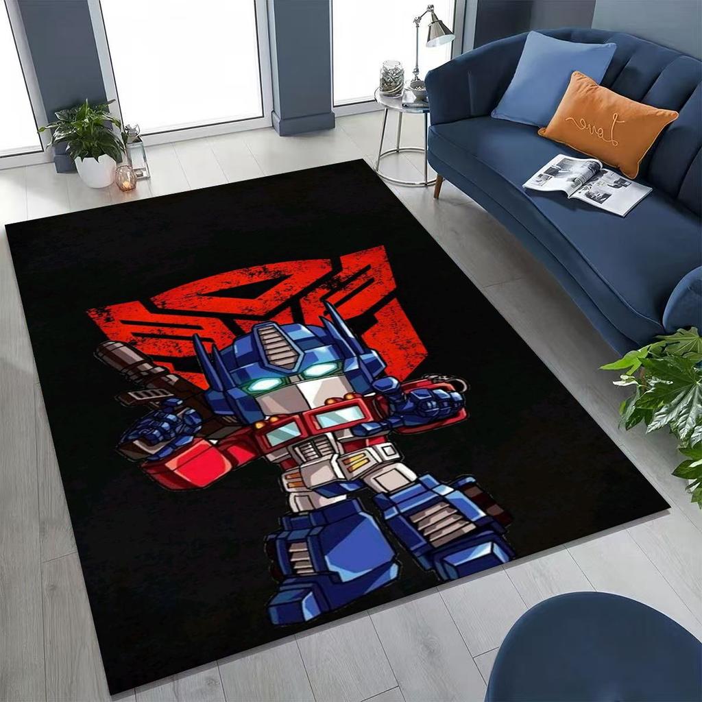 Cartoon T-Transformers Autobots Optimus Prime Rug for Bedroom Living Room Sofa Home Doormat Decor, Large Kids Non-slip Floor Mat