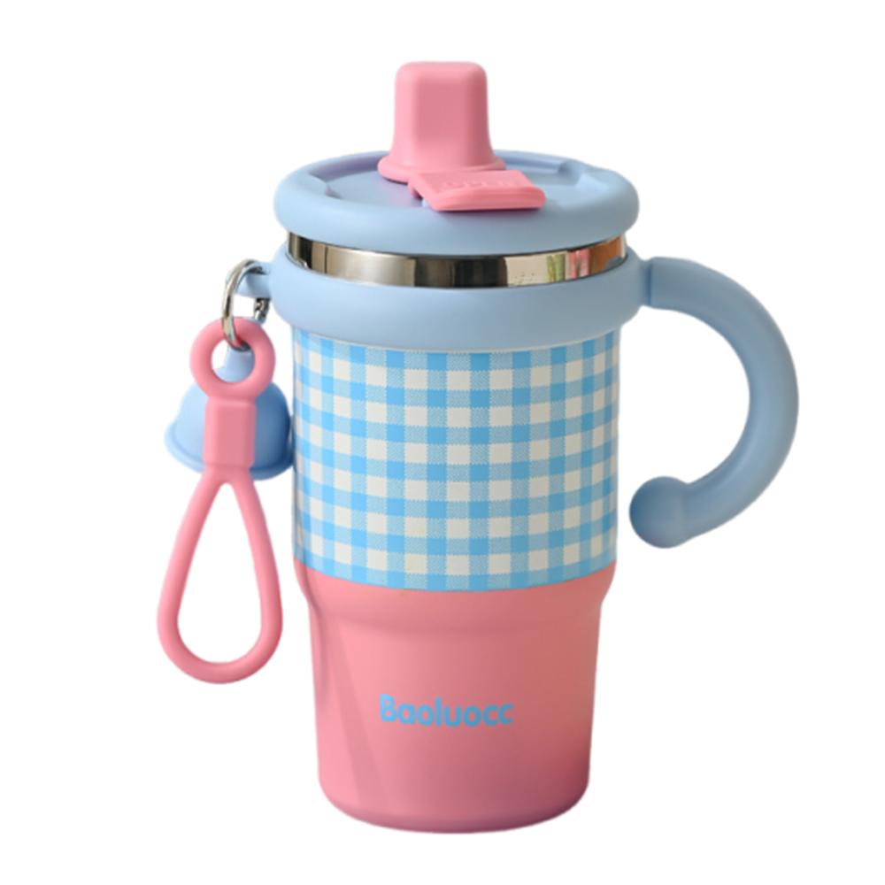 Cute Thermal Water Bottle 600ml Drinking Straw Cup Coffee Tumbler with Handle Kitchen Supplies