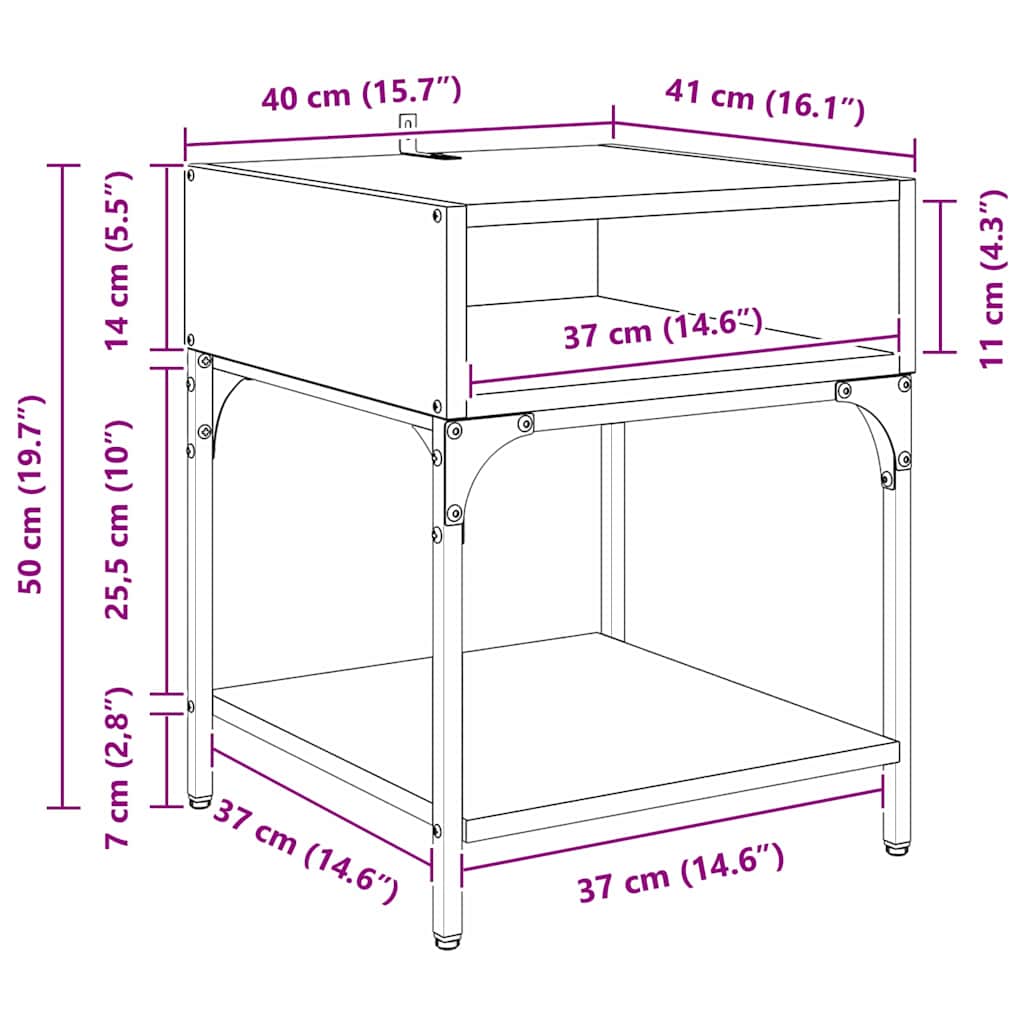 Nightstand Set of 2 Reclaimed Wood Look 40 x 40 x 50 cm Engineered Wood