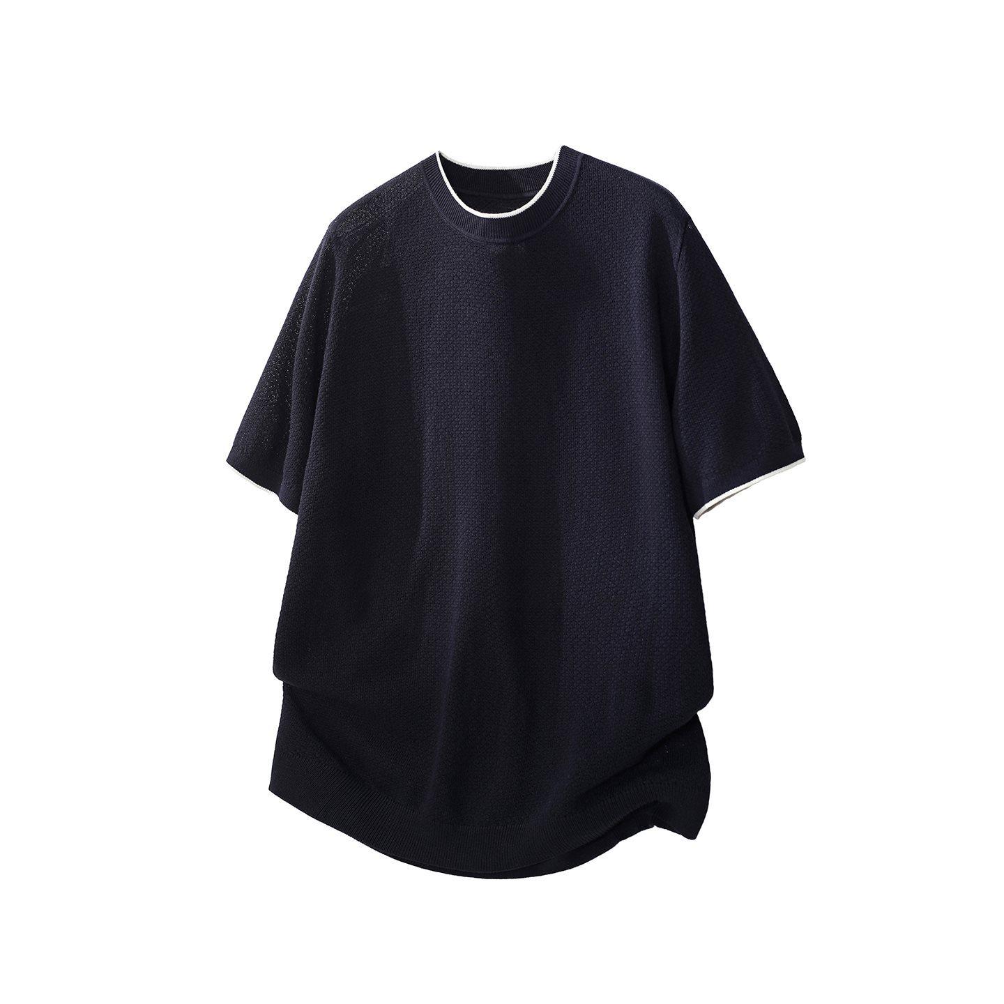 

2026 New Men s Trendy Japanese Loose Knit Solid Color Short Sleeve Summer Top XL