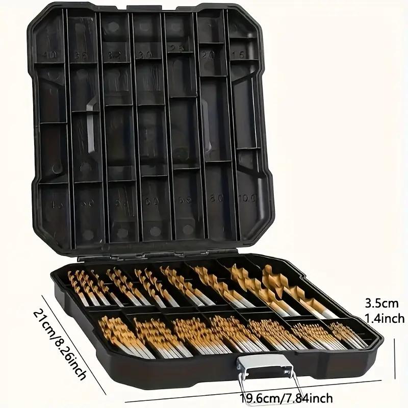 99Pcs Titanium Drill Bit Set High-Speed Steel Drill Bits for Steel Plate Wood Plastic Metal Copper Alloy Woodworking Hole Opener