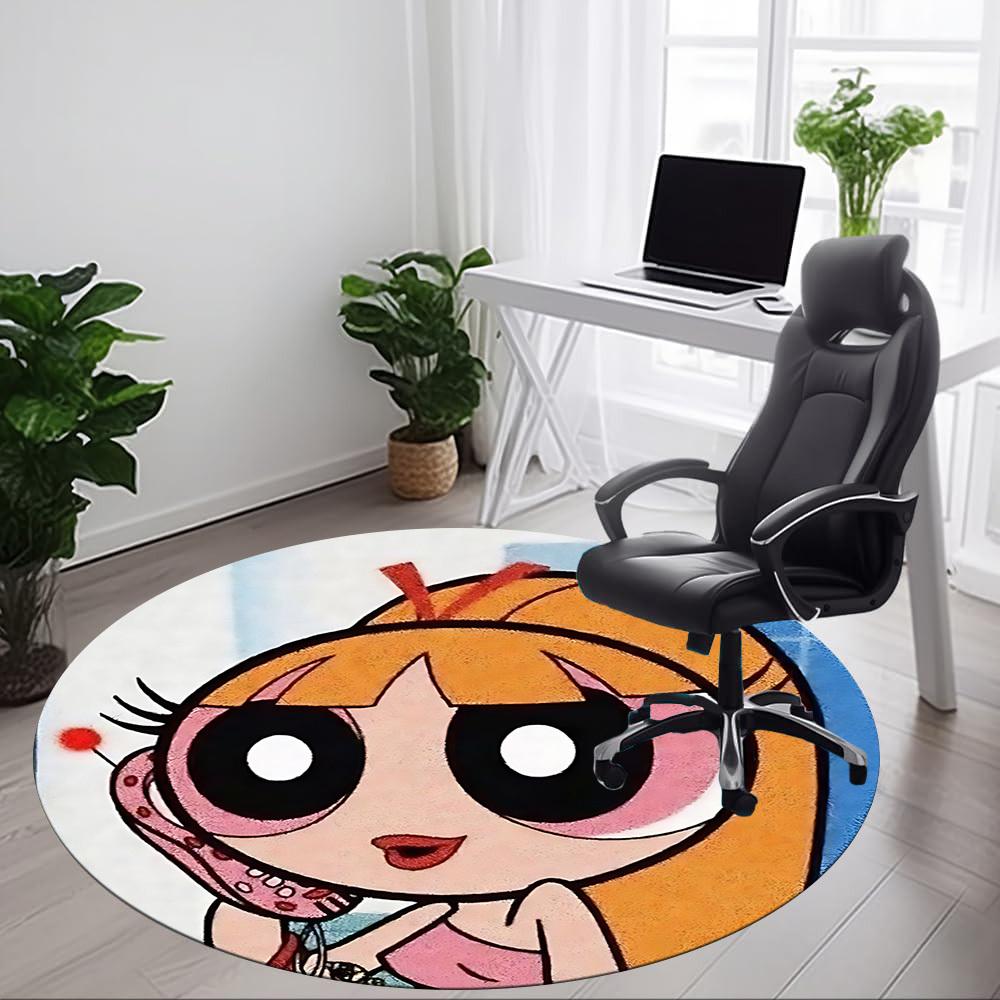 Powerpuff Girls Office Round Area Rug, Under Office Chairs Bedroom Living Room Home Decor a0908198