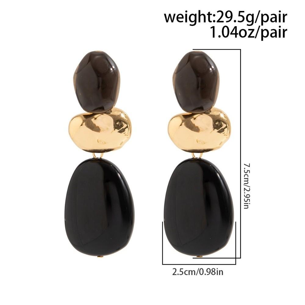 Long Drop Resin Drop Earrings Tiered Hammered Metal Earrings Marbled Resin Earrings For Women