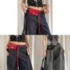 Vintage Red Pu Leather Waist Belt With Automatic Buckle For Women Dress Jeans Accessory