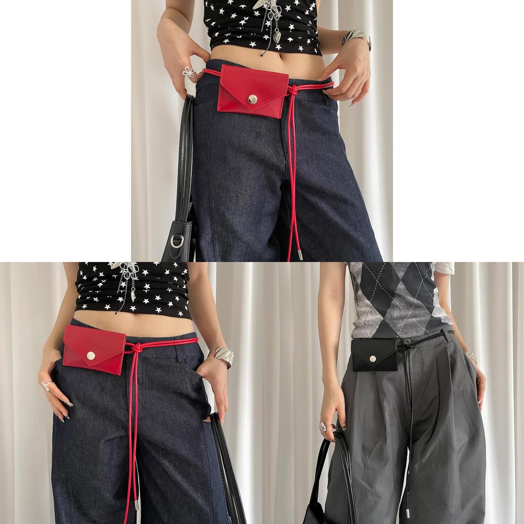 Vintage Red Pu Leather Waist Belt With Automatic Buckle For Women Dress Jeans Accessory