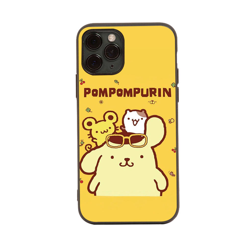 HK28 PomPom Purin Black Sofe Case for iPhone 16 15 Plus 14 13 Pro 8 SE XR XS Max P30 Nova 5T Y5P Y6 Y7 Y8P Y9 Realme C30 C33 C31 VIVO Y36 V27
