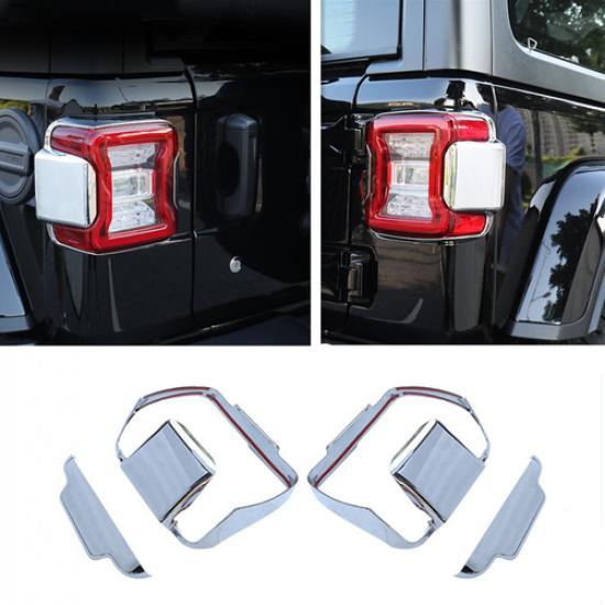 ABS Chrome Rear Tail Light Lamp Cover Trim 4PCS for Jeep Wrangler JL 2018-