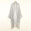 Fashion Women Bat Sleeve Cutout Cape Tassel Shawl Luxry Golden Sliver Party Scarf Summer Leisure Long Muffler 100*52Cm