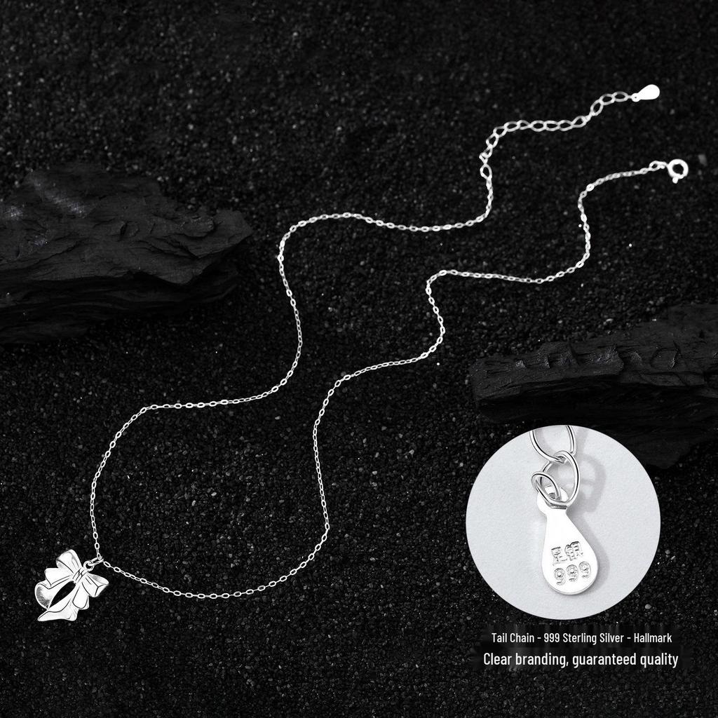 Collier Nœud en Argent Sterling – Ras de Cou Chaîne Clavicule Style Rétro pour Femme