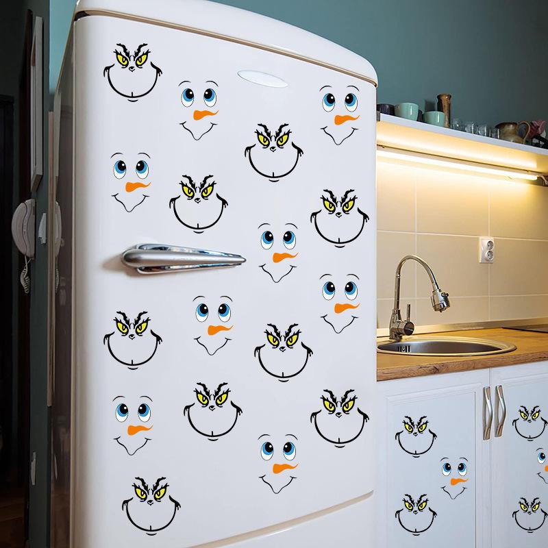 Wall Sticker Christmas Wall Sticker Emoji Sticker Cute Cartoon Snowman Sticker Refrigerator Sticker Window Sticker Cup Sticker