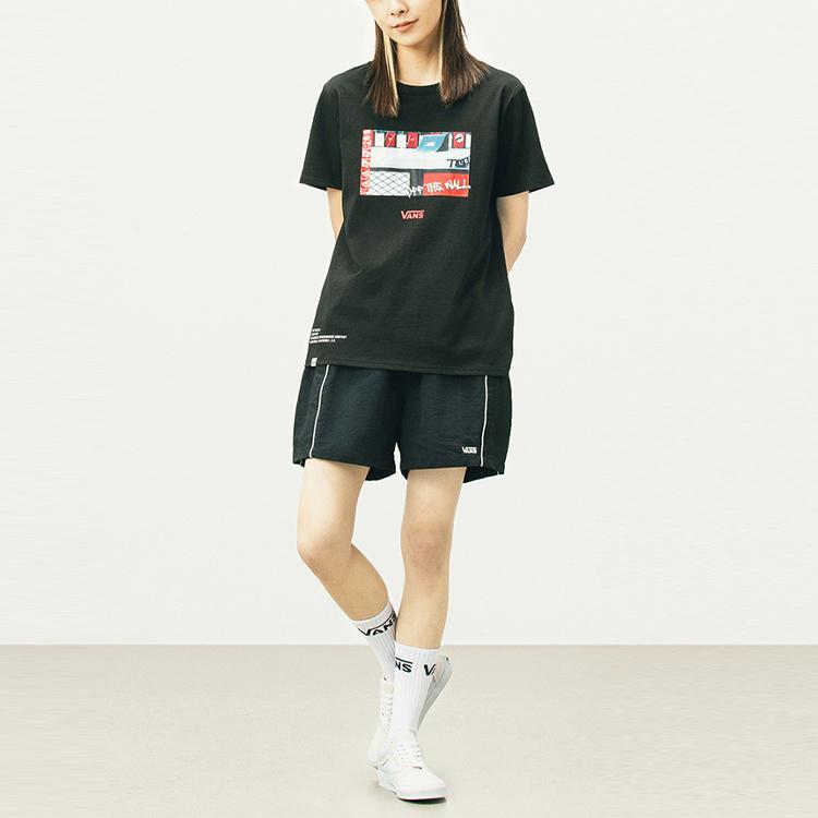 Vans T Shirts Women's Black Crew Neck Moderate Straight Fit VN0A5F1XBLK
