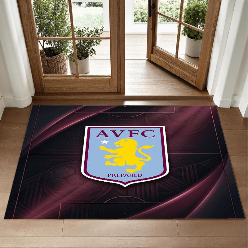 Aston Villa Football Design Crystal Velvet Rug Soft Decorative Mat for Bedroom Entrance