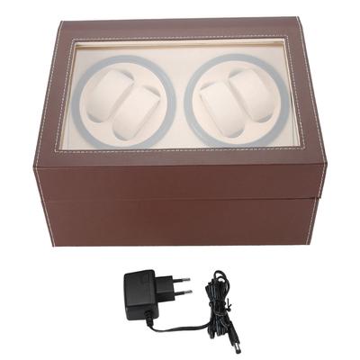Automatic Rotation Watch Winder for 4 Automatic Watches 6 Wristwatch Storage Display (Brown)