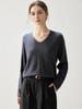 Autumn 2026 Women's Cashmere V-Neck Sweater – Elegant Solid Color, Rolled Hem, Loose Fit, Slimming, Warm Base Layer.