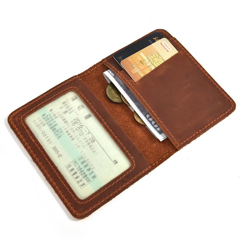 Leather Short Wallet Retro Leather Durable Men'S Wallet Crazy Horse Leather Document Wallet Simple Card Bag Driver'S License