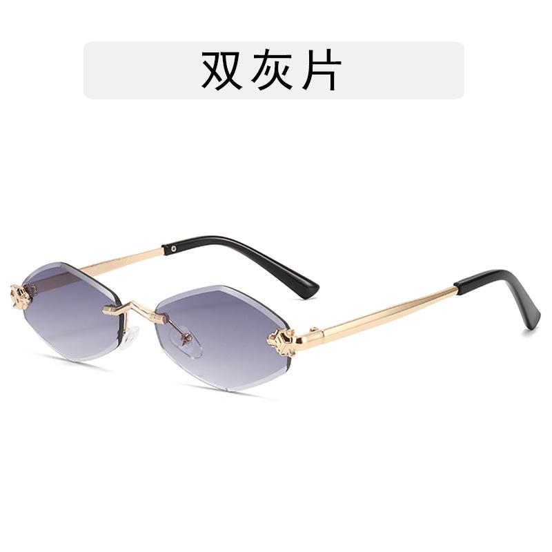 Rhombus Shape Women Sunglasses Rimless Cut Edge UV Protection Fashion Sun Glasses Driving Travelling Men Gun Glass