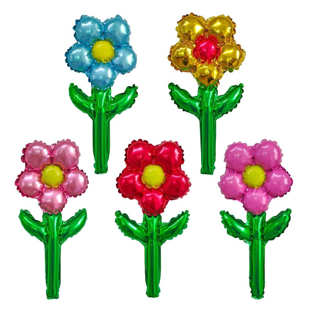 10pcs Aluminum Foil Daisy Rose Flower Balloon Romantic Five Petal Flower Balloon  Mother's Day