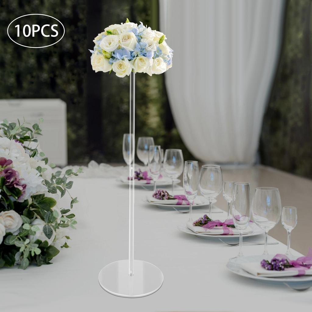 10pcs 31.5In Tall Acrylic Wedding Vases, Geometric Flower Stands for Table Centerpieces, Clear Party Decor, Wedding Table Decor