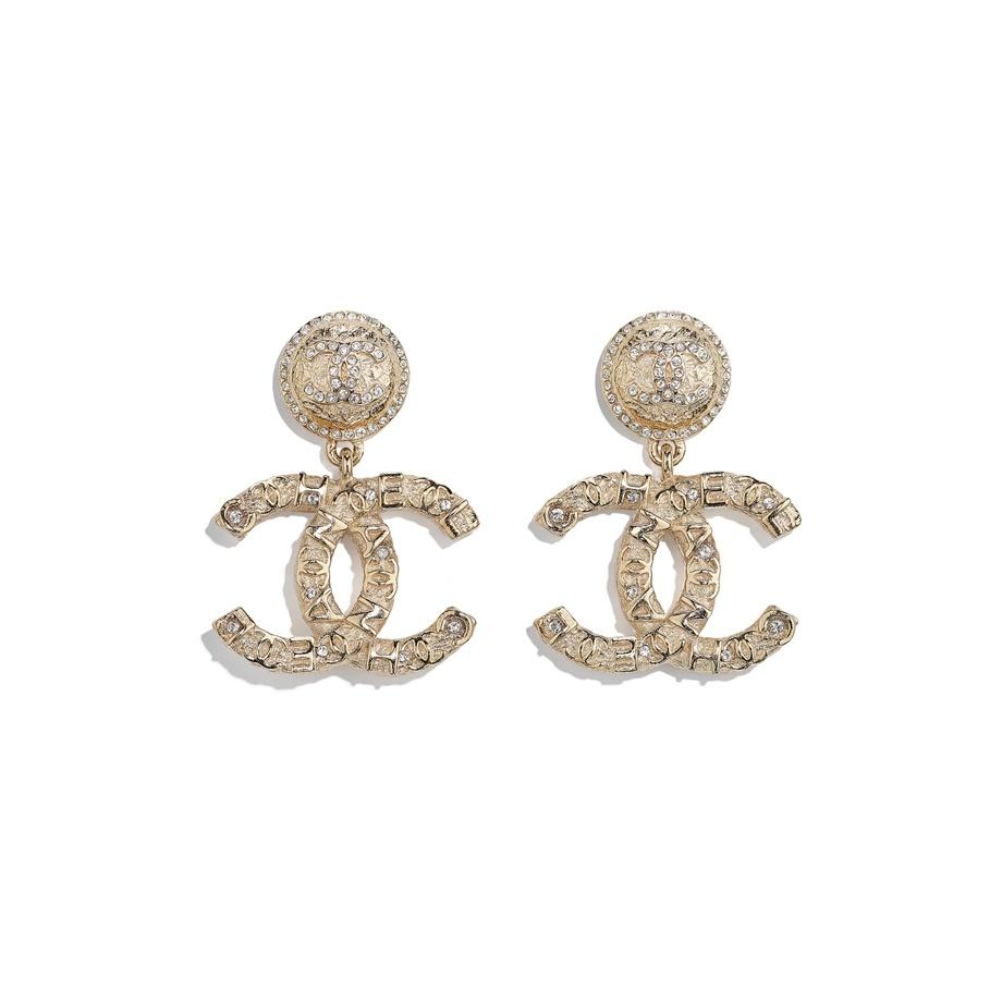 

Chanel Letter Pattern Metal Brass Earrings Women earrings Gold AB6008-B05288-NB905 Box+Padding Board,Gold