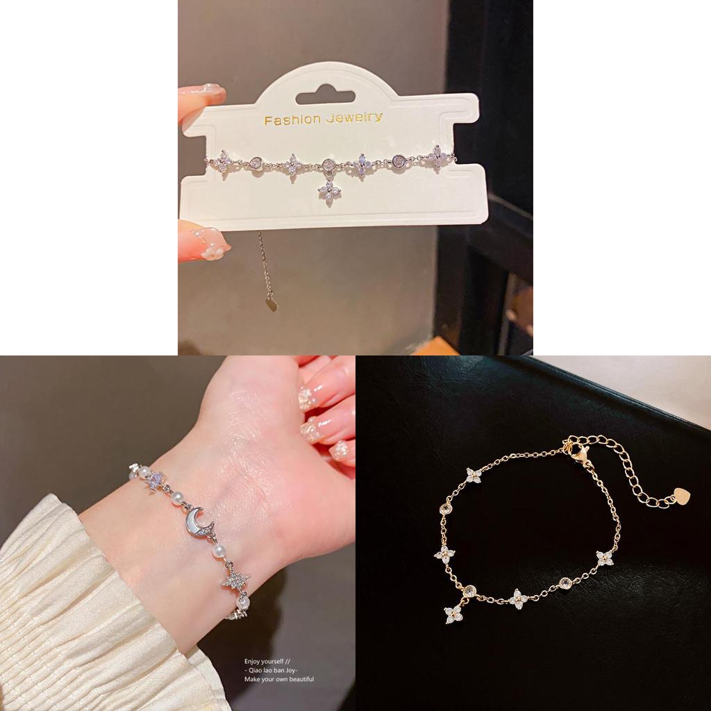 Natural Moon Star Zircon Bracelet For Women With Shimmering Stones And Elegant Style