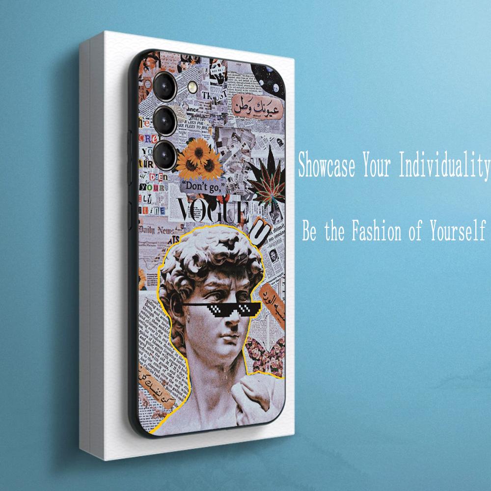 Roman statues cool hip-hop poster design Phone Case For Samsung Galaxy S26 S25 S24 S23 S22 S21 Plus Ultra Note20 Soft Black