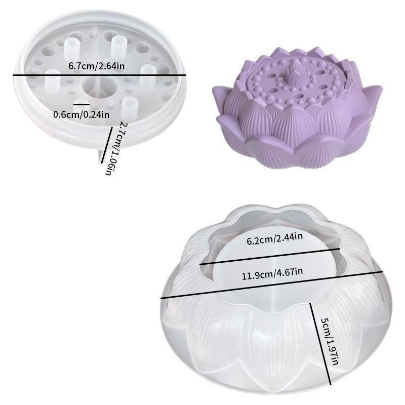 Lotus Incense Burners Silicone Mold Aromatherapy Gypsum Lotus Jar Storage Box Candle Cup Grinding Tool
