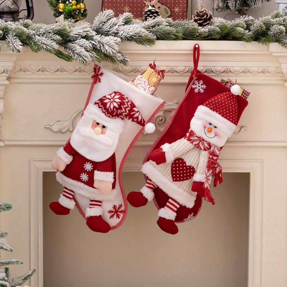 Christmas Holiday Decorations Set of 1/2  Festive Party Hanging Ornaments, High Quality Santa,Snowman Stockings,Polyester,Featherless, for Christmas,
