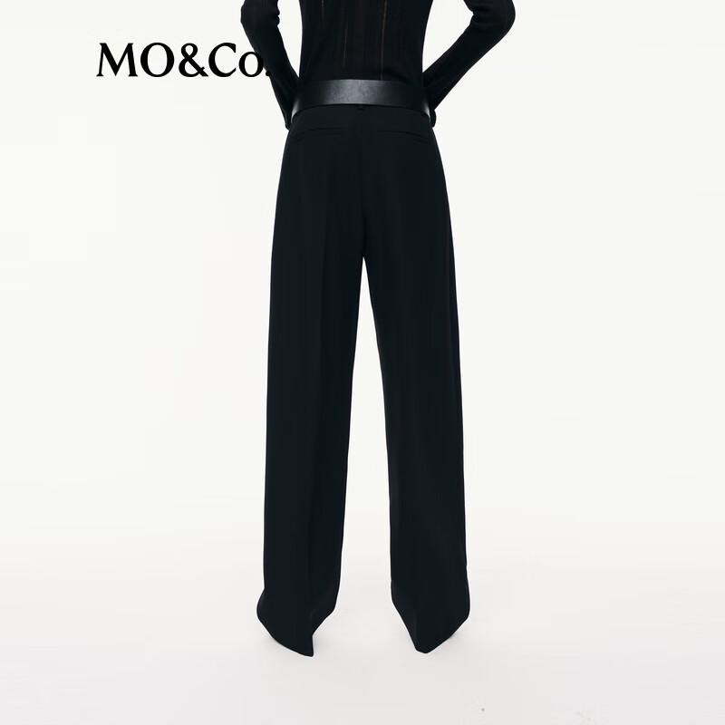 MO&Co. Women's Wool Blend Straight Leg Trousers